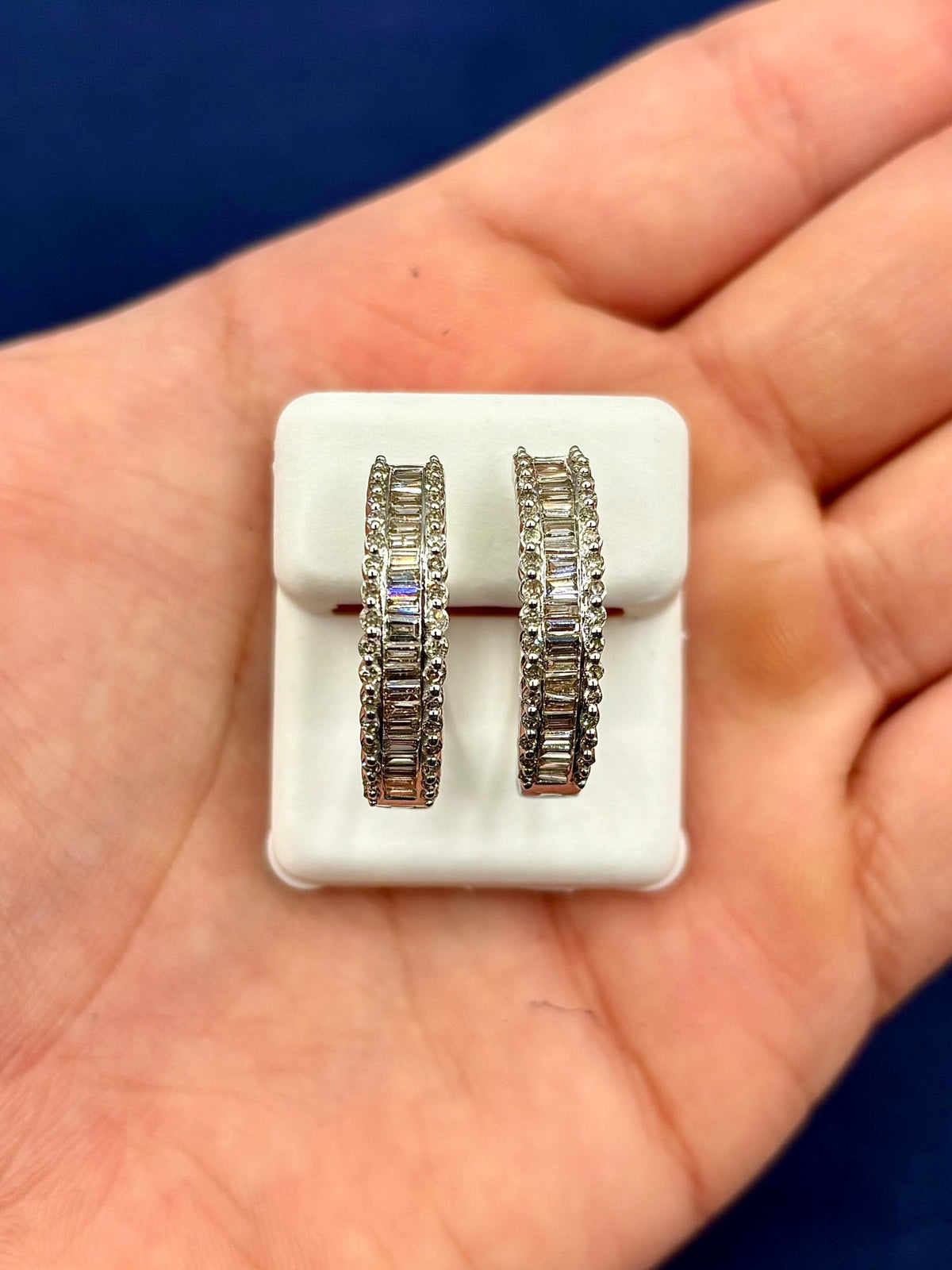 14K Gold Baguette Gap Hoop Diamond Earrings - additional product view 9
