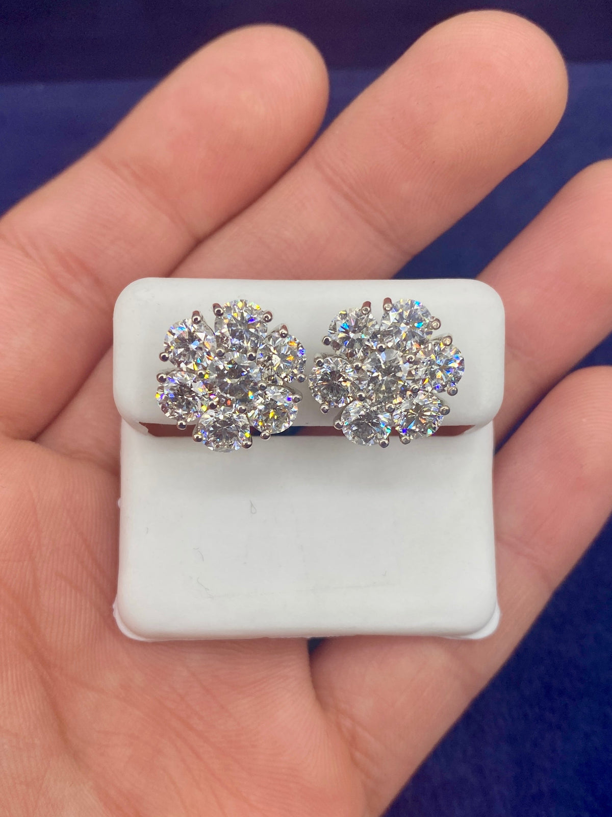 14K Gold Jumbo Flower Diamond Earrings - additional product view 2
