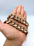 14K Solid Rose Gold Cuban Chain 21mm 33 in - additional product view 5