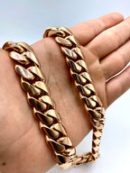 14K Solid Rose Gold Cuban Chain 16.3mm 21 in - additional product view 4