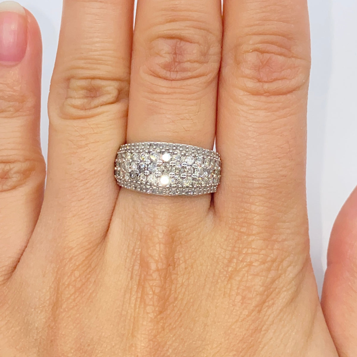 10K Gold Diamond Row Ring Band - additional product view 2