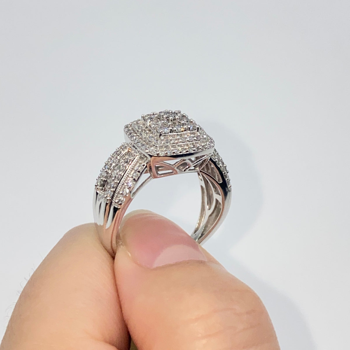 10K Gold Large Stone Center Diamond Halo Engagement Ring - additional product view 4
