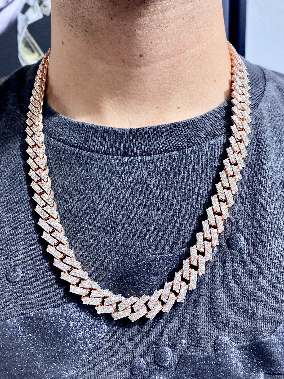 14K 12.5mm Rose Gold Cuban Diamond Chain 23 in - additional product view 7