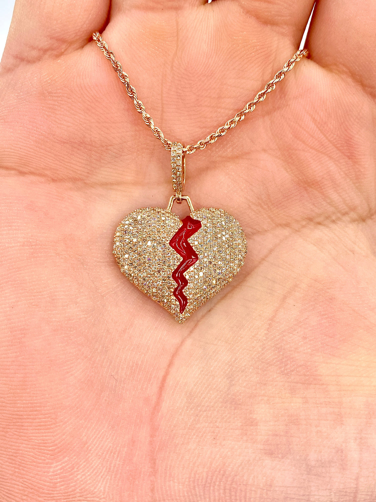 14K Gold Broken Heart Diamond Pendant - additional product view 8