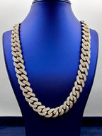 14K 18.6mm Rose Gold and White Gold Two-Tone Cuban Diamond Chain 25 in - additional product view 2