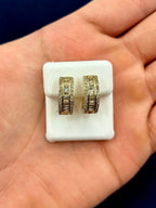14K Gold Baguette Small Hoop Diamond Earrings - additional product view 6