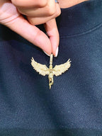 10K Gold Winged Angel Diamond Pendant - additional product view 6