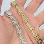 10K Gold 7.8mm Rectangle Circle Link Tennis Diamond Bracelet 8 in - additional product view 3