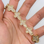14K Gold 12.5mm Chubby Cross Diamond Baguette Bracelet - additional product view 4