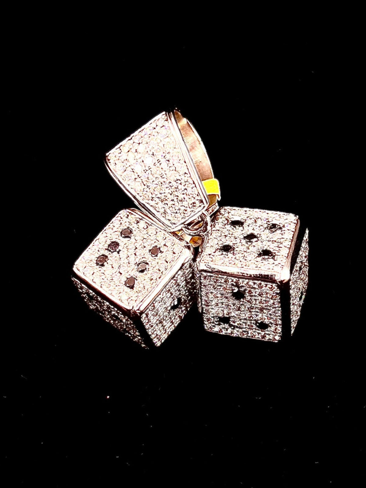 14K Gold Double Dice Diamond Pendant - additional product view 2