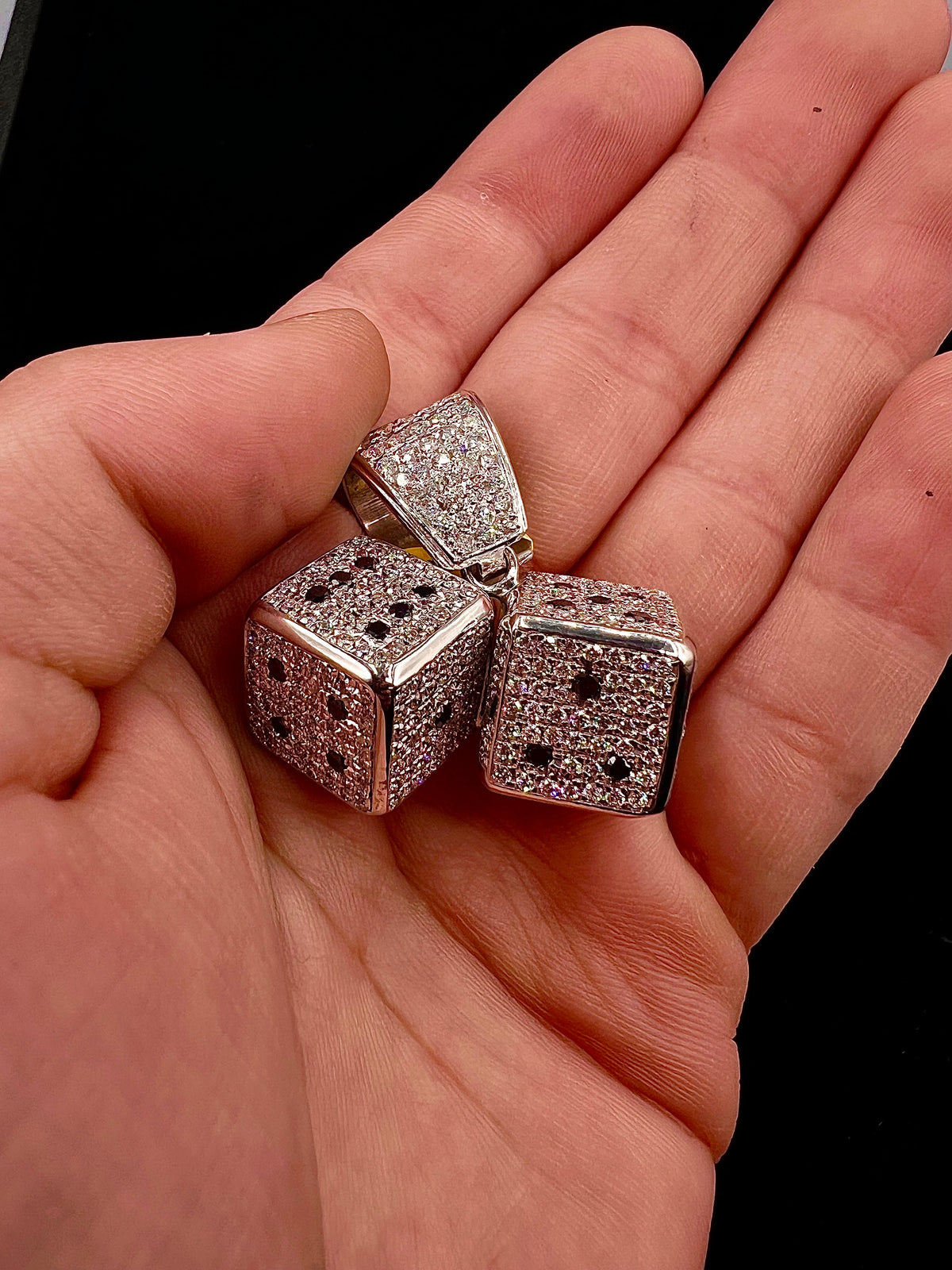 14K Gold Double Dice Diamond Pendant - additional product view 5