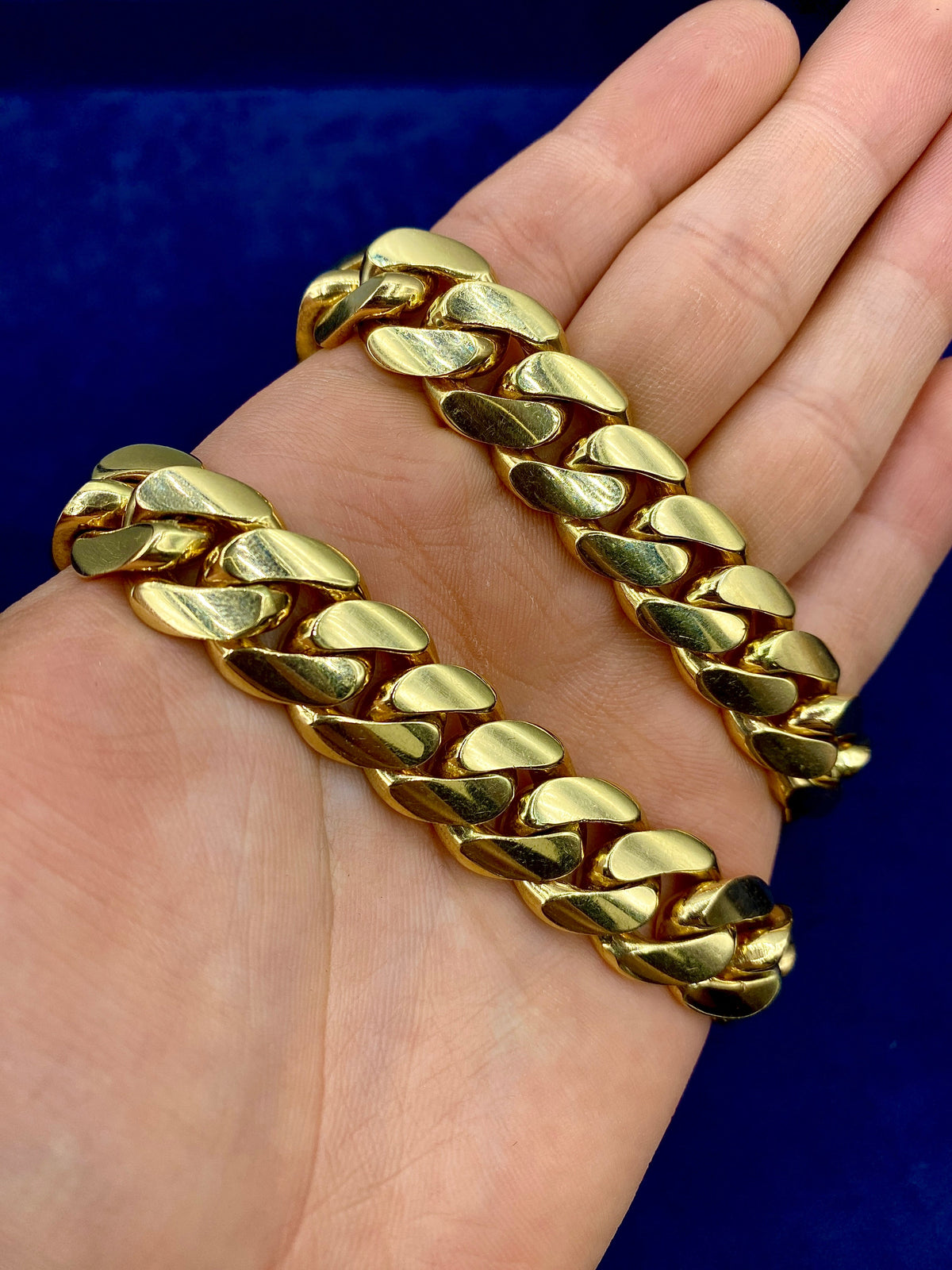 14K Solid Gold Cuban Chain 15.5mm 22 in - additional product view 5
