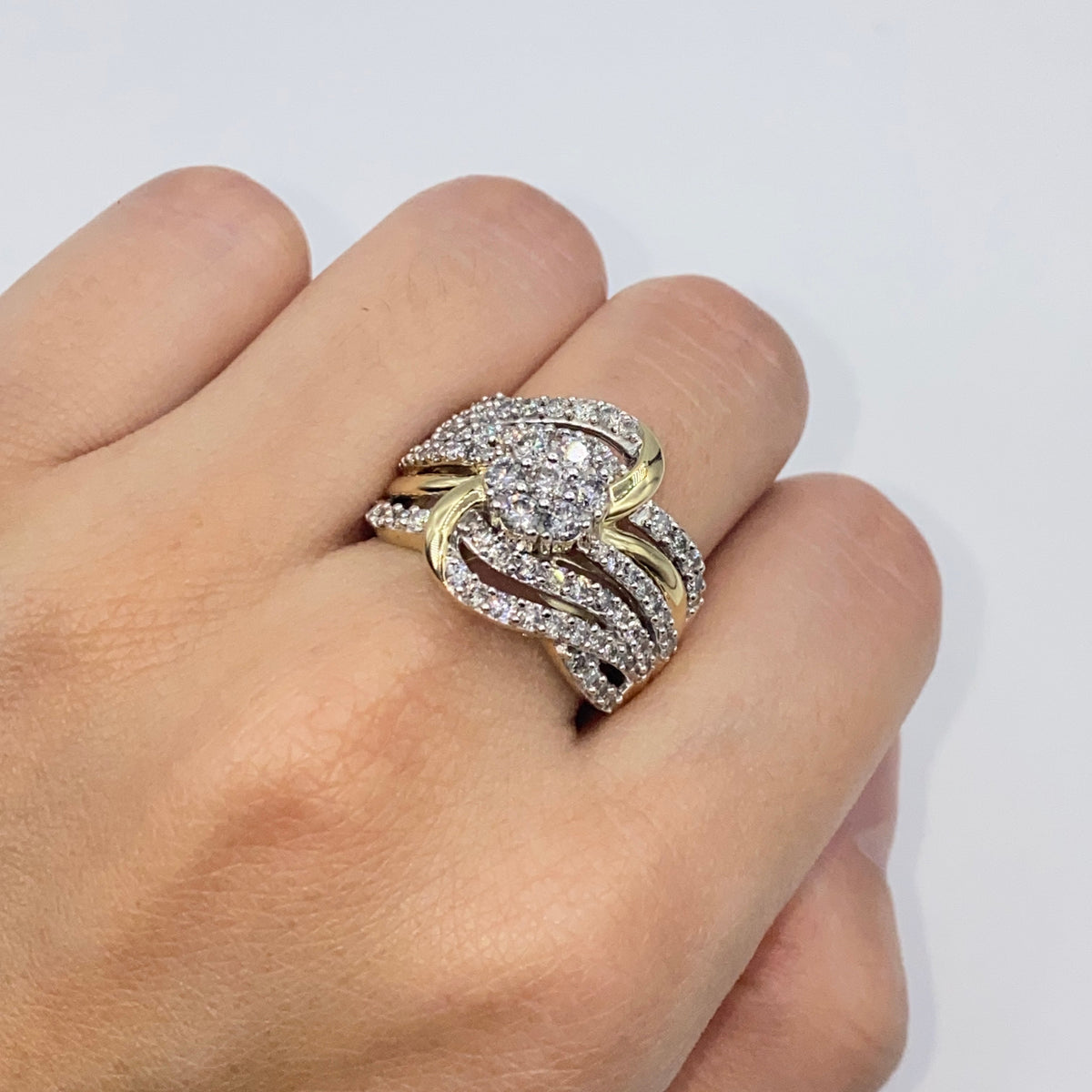 10K Gold Ribbon Diamond Flower Ring - additional product view 3