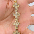 14K Gold 12.5mm Chubby Cross Diamond Baguette Bracelet - additional product view 5