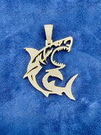 14K Gold Jumbo Great White Shark Diamond Pendant - additional product view 2