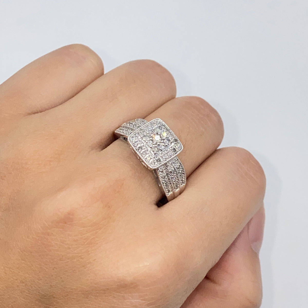 10K Gold Square Halo Diamond Ring - additional product view 3