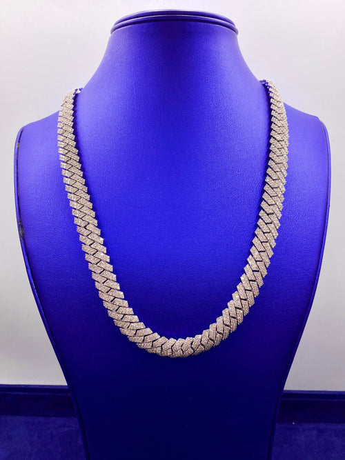10K 12mm White Gold Diamond Cuban 22 in Chain - additional product view 2