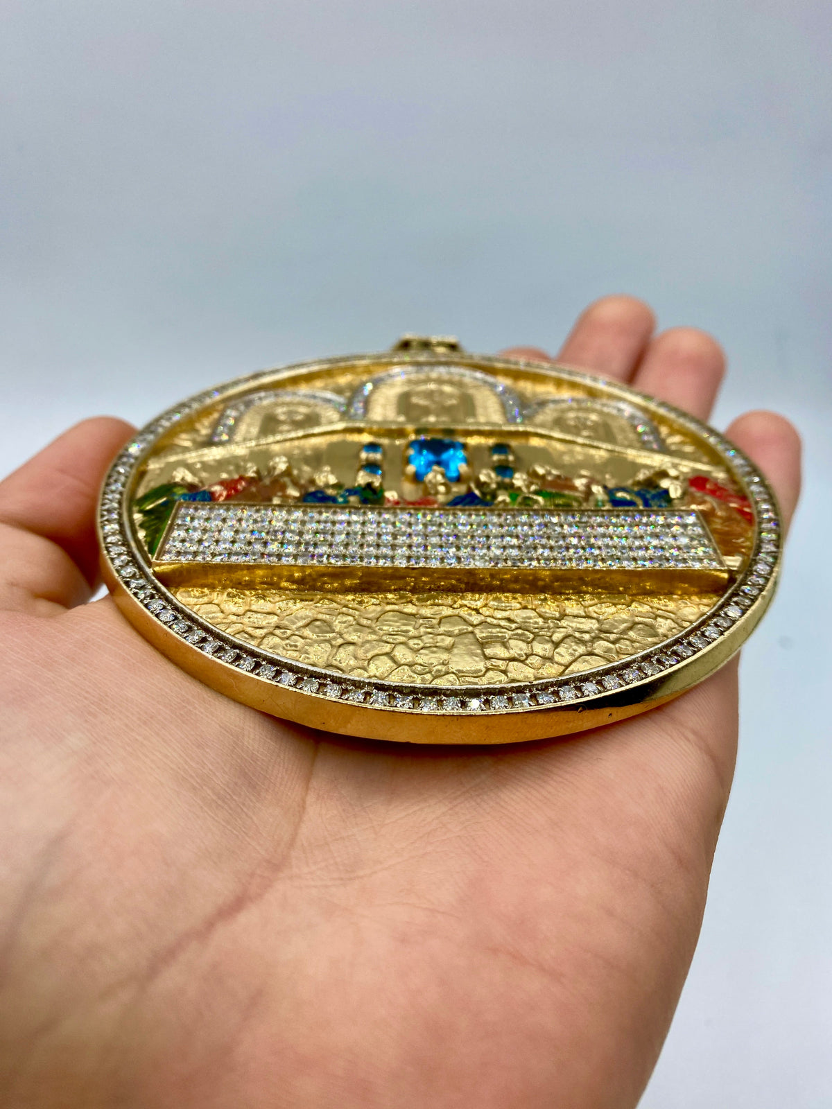 14K Gold Jumbo Last Supper Diamond Pendant - additional product view 4
