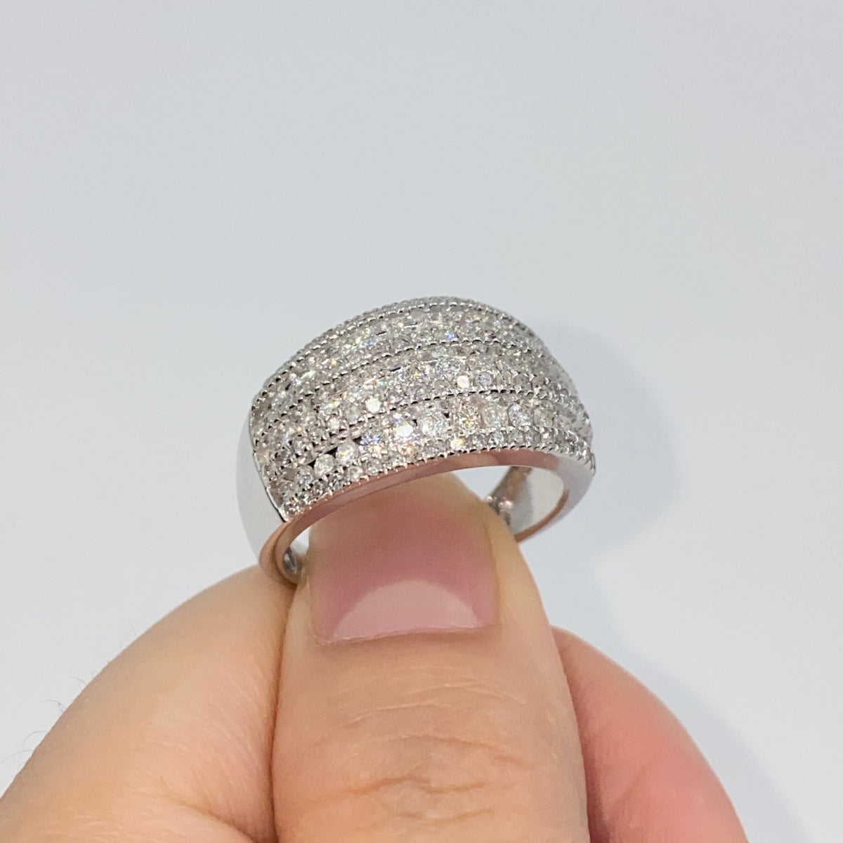 10K Gold Row Diamond Pave Ring Band - additional product view 4