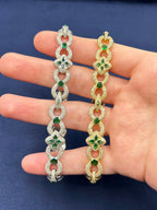 10K Gold Infinity Flower Diamond & Green Gemstone Bracelet - main product photo