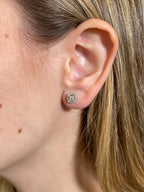 10K Gold Crown Rounded Square Diamond Earring - additional product view 2
