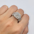 10K Gold Large Stone Center Diamond Halo Engagement Ring - additional product view 3