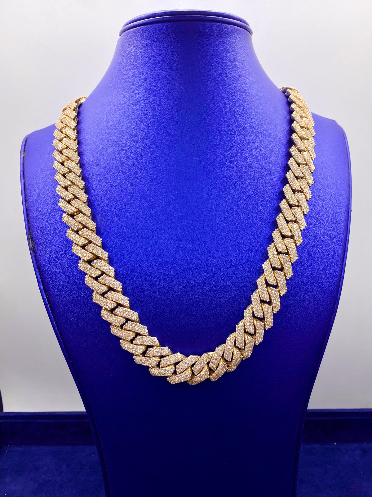 14K 16.5mm Gold Cuban Diamond Chain 22 in - additional product view 2