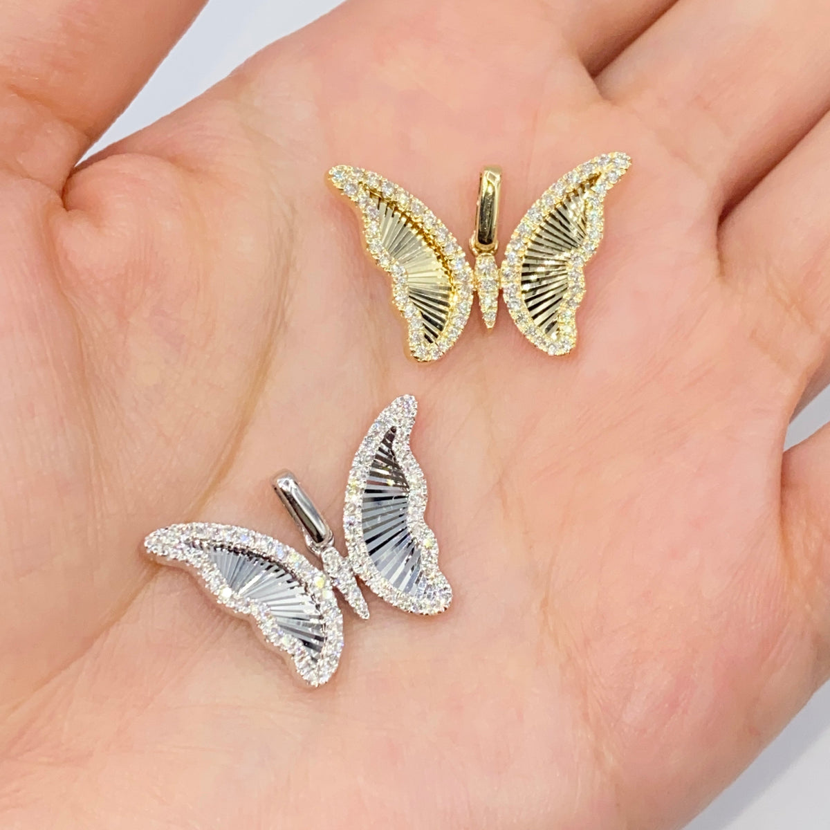 14K Gold Butterfly Shine Diamond Pendant - additional product view 2