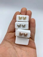 10K Gold Butterfly Diamond Earrings - additional product view 4