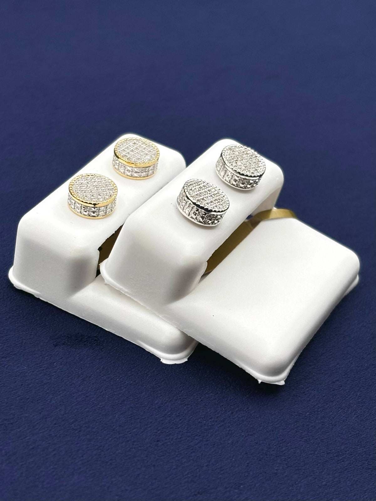 10K Gold Thick Round Diamond Earrings - additional product view 3