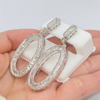 14K Gold Circle Hanging Diamond Baguette Earrings - additional product view 4
