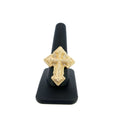 10K Gold Diamond Layered Cross Ring in white gold - close-up product photo