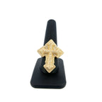 10K Gold Diamond Layered Cross Ring in white gold - close-up product photo