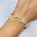 14K Gold 12.5mm Chubby Cross Diamond Baguette Bracelet - additional product view 2