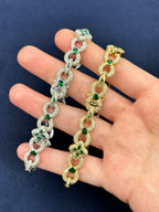 10K Gold Infinity Flower Diamond & Green Gemstone Bracelet - additional product view 3