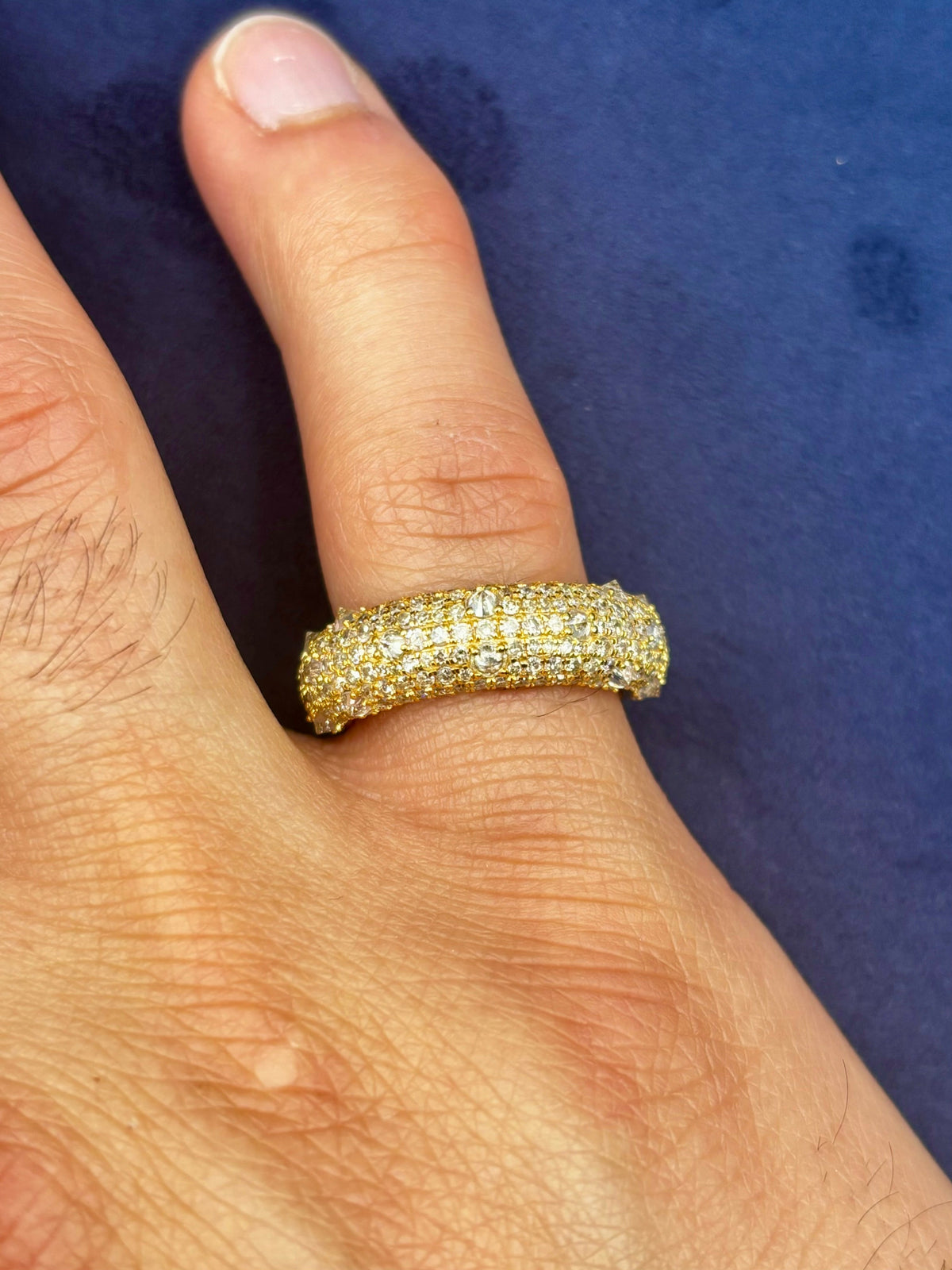 14K Gold Mosaic Upside-Down Diamond Ring, Small size, 6mm - close-up product photo