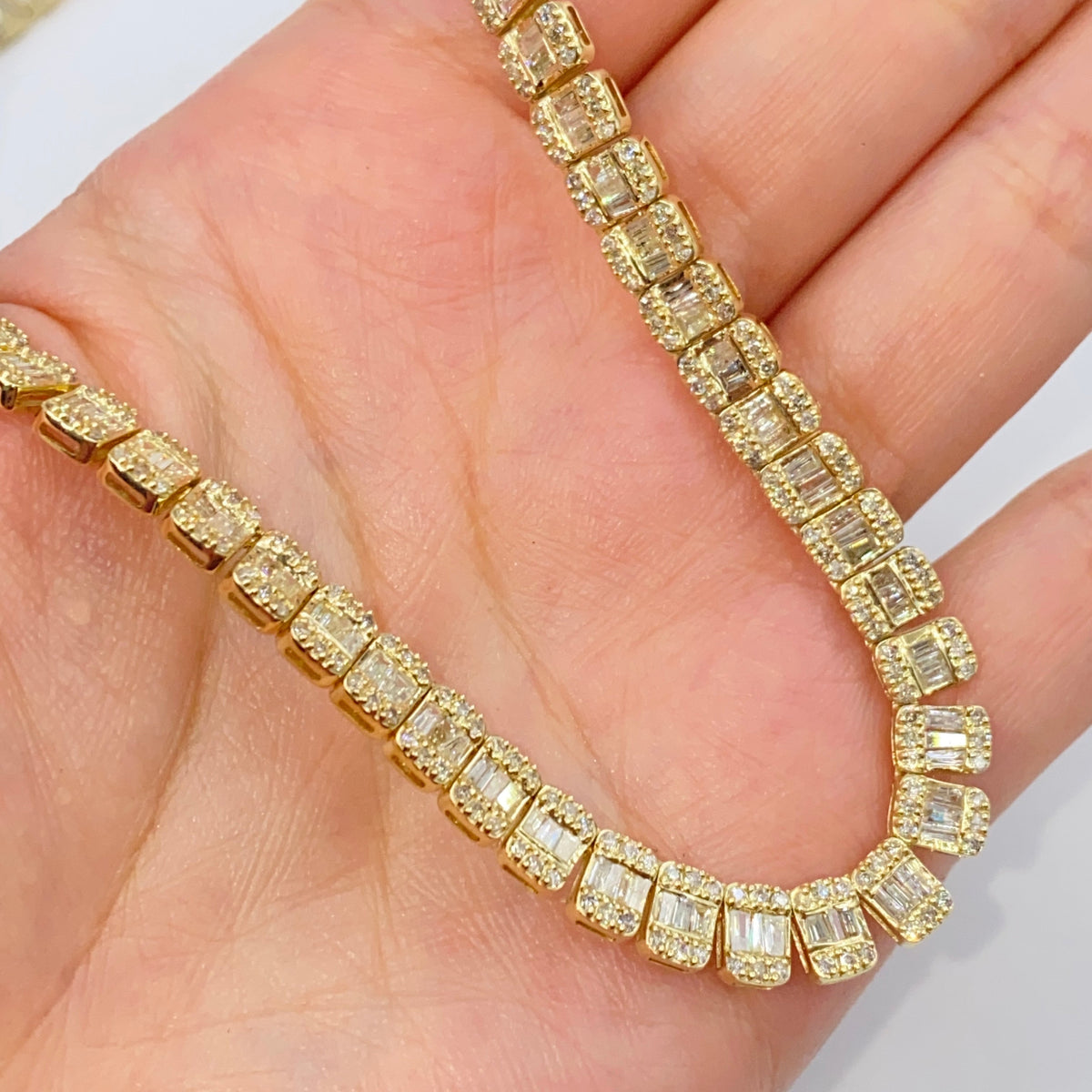 10K Gold 6.3mm Rectangle Diamond Baguette Tennis Chain 20 in - additional product view 3