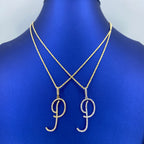 14K Gold Small Initial Letter Script Diamond Pendant Full Collection - additional product view 3