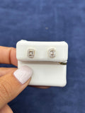 10K Gold Baguette Center Rectangle Diamond Earrings in gold - close-up product photo
