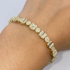 10K Gold 5.5mm Square Circle Link Diamond Baguette Tennis Bracelet 7 in - additional product view 3