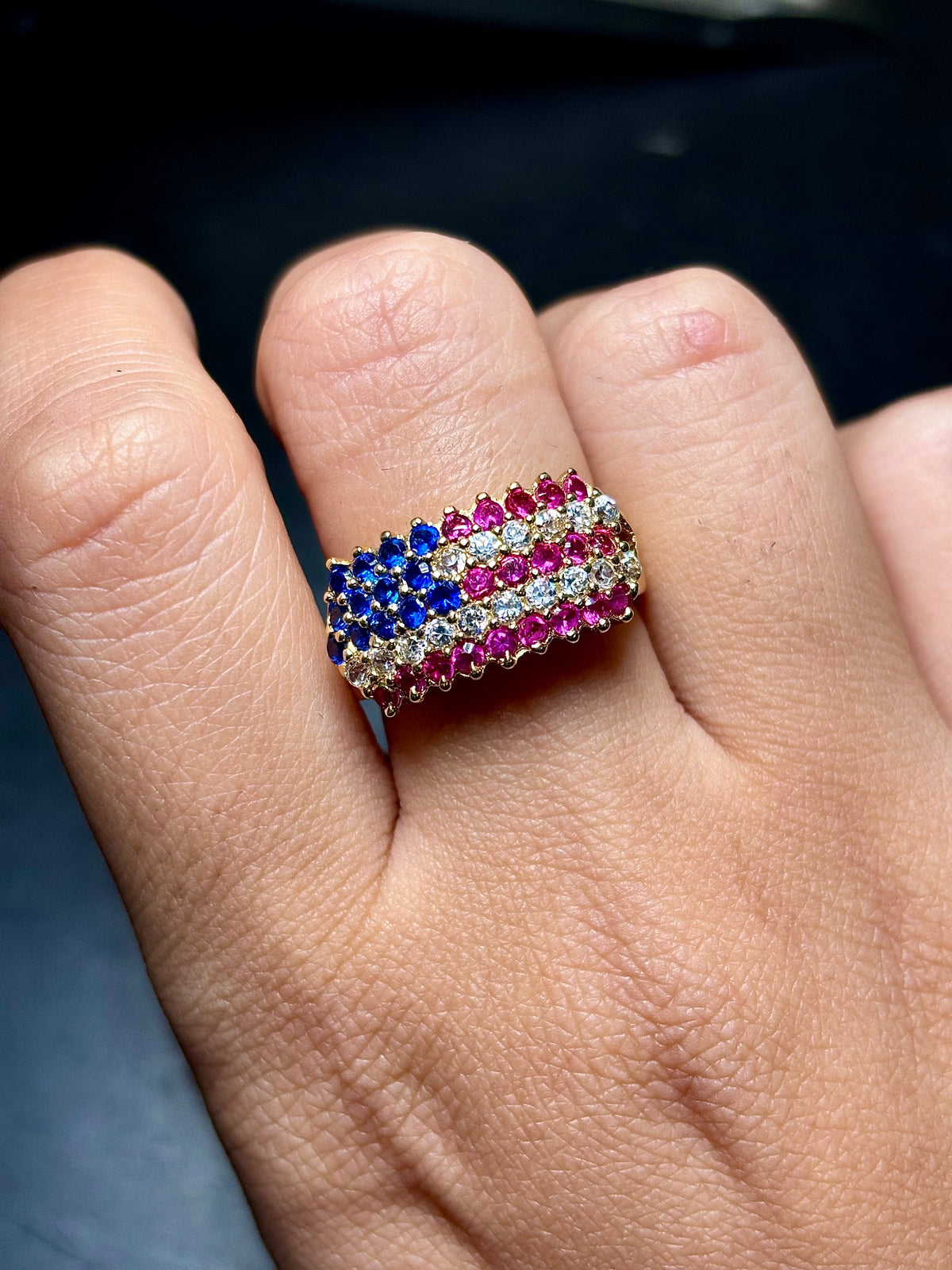 14K Gold United States Flag CZ Ring - additional product view 5