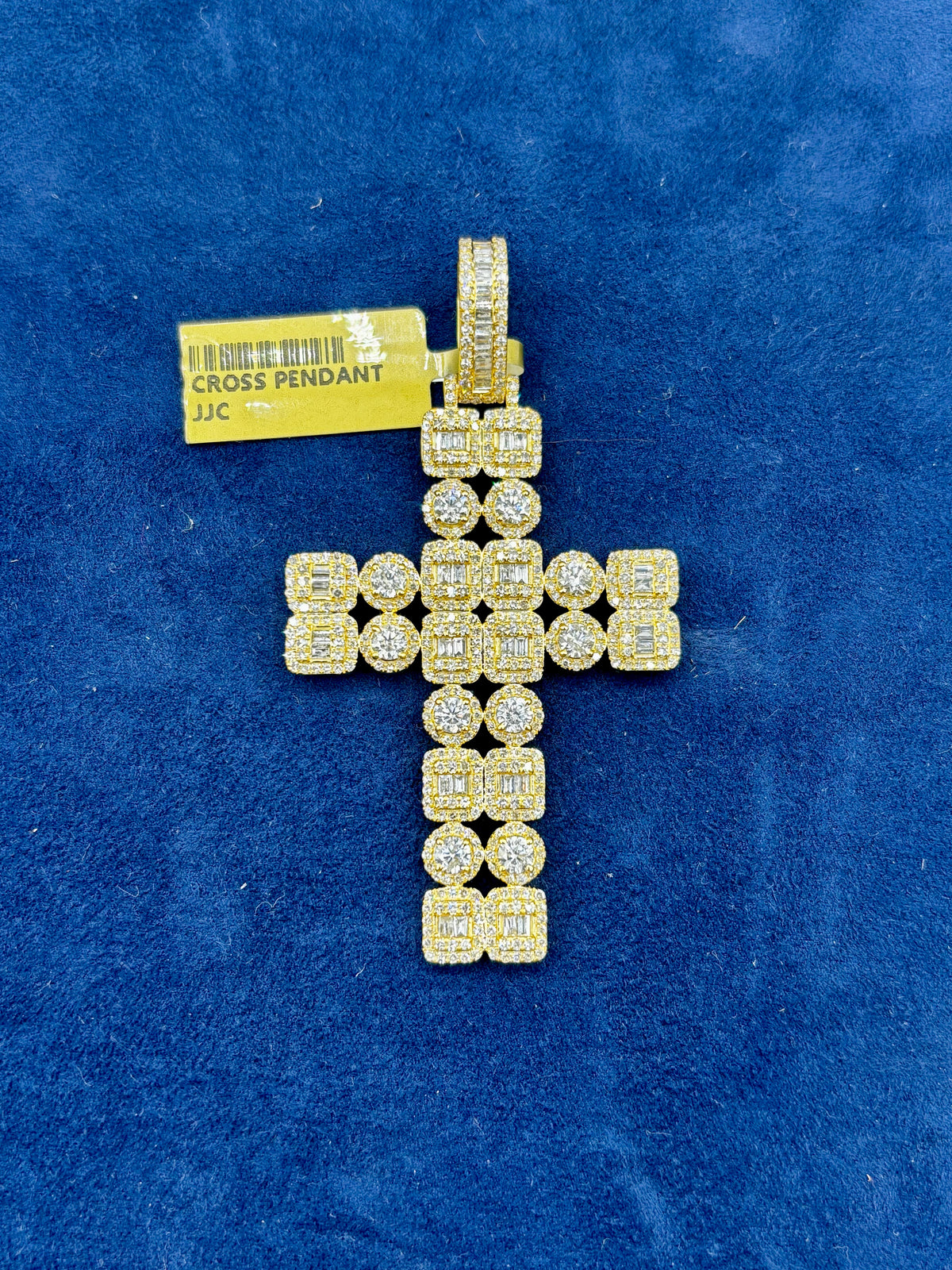 10K Gold Double Row Baguette Diamond Cross Pendant - additional product view 6