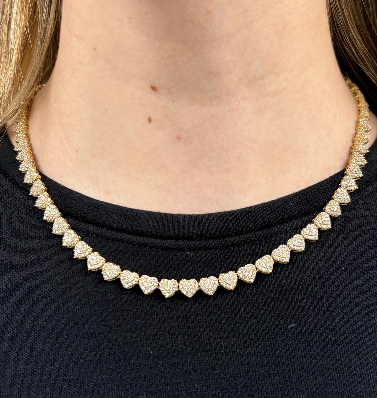 14K Gold and CZ Stones Heart Necklace - additional product view 2