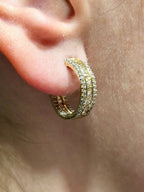 14K Gold Small Baguette Ladder in and Out Hoop Diamond Earrings - additional product view 2