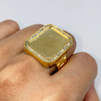10K Gold Rectangle Photo Pendant Diamond Baguette Watch Band Ring - additional product view 3