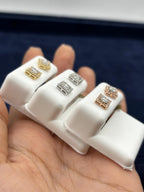 10K Gold Square Layered Baguette Diamond Earrings - additional product view 3