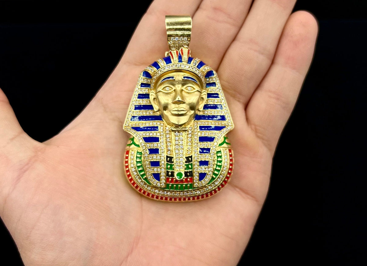 14K Gold Custom Jumbo Pharaoh Diamond Pendant - additional product view 3