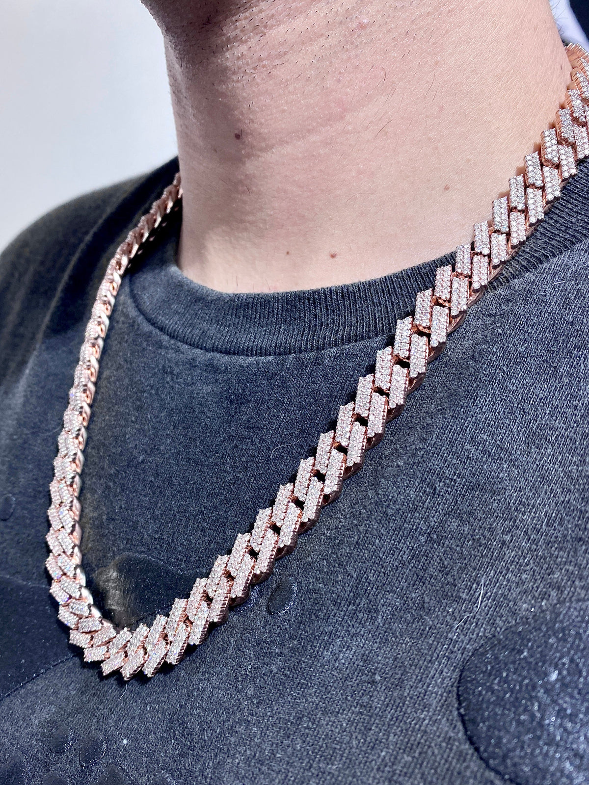 14K 12.5mm Rose Gold Cuban Diamond Chain 23 in - additional product view 8