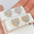 14K Gold Halo Heart Iced Diamond Earrings - additional product view 11