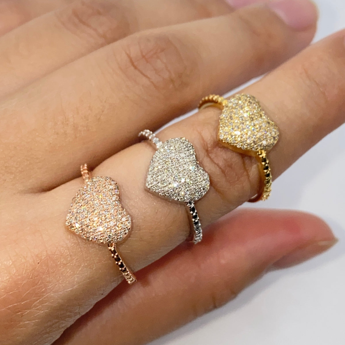 14K Gold Pave Heart Diamond Engagement Ring - additional product view 2